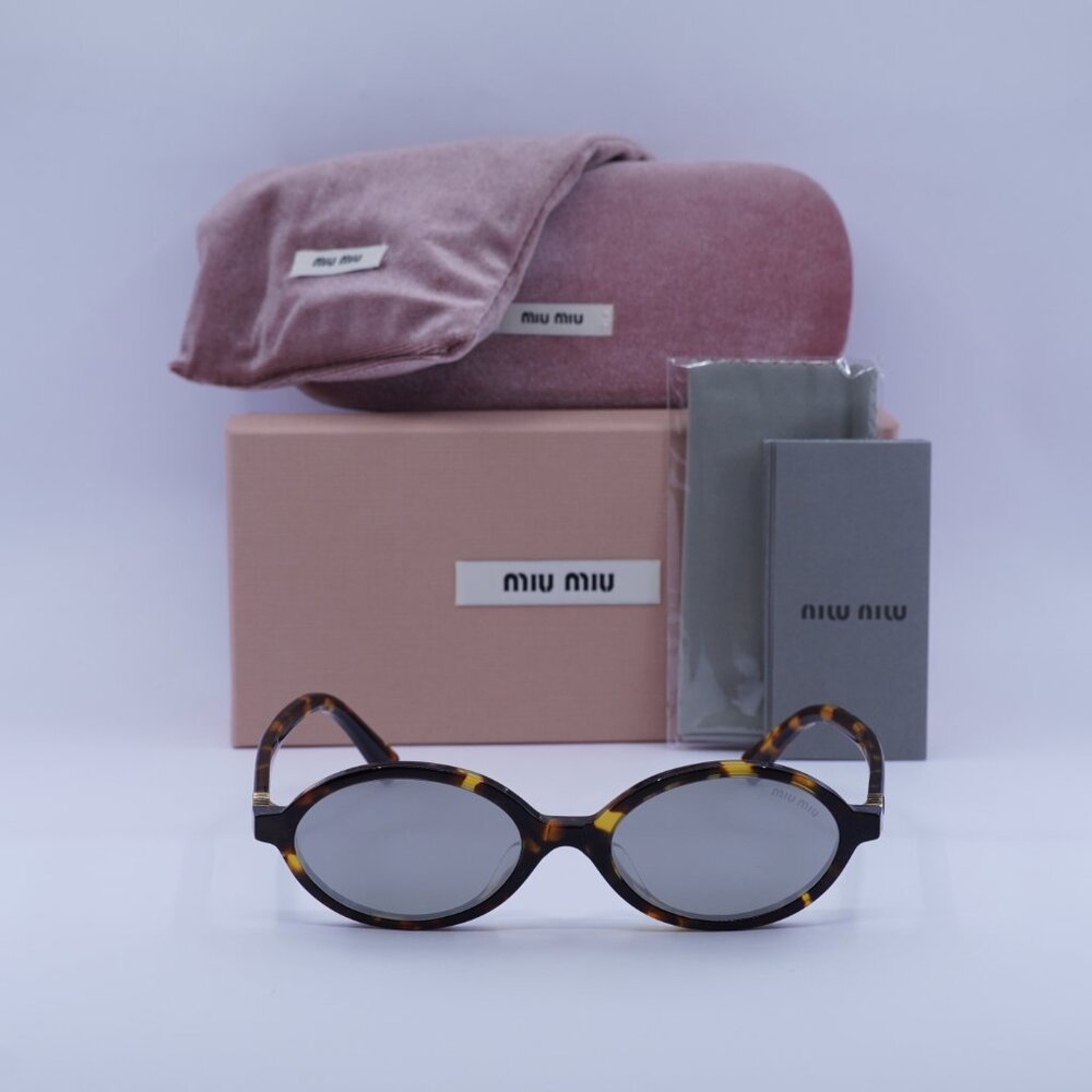 Miu Miu MU04ZSF VAU07F Oval Sunglasses – Honey Havana - Picture 3 of 10